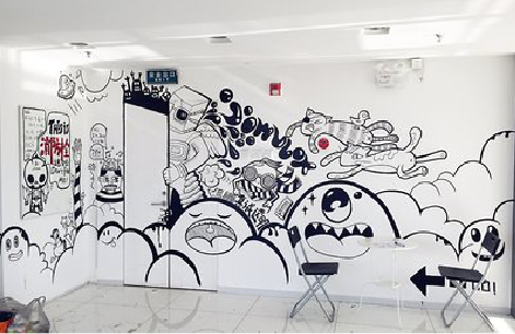 大新手绘墙并非传统涂鸦。